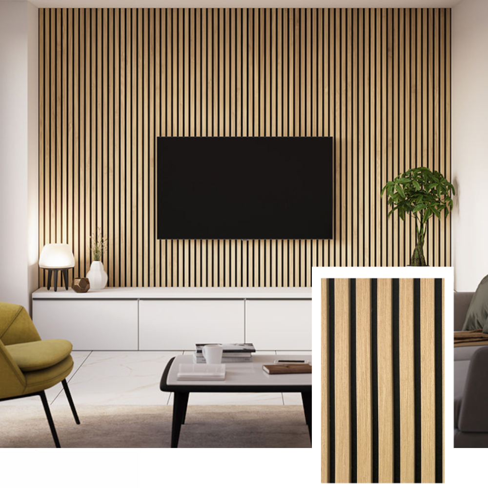 Nordive™ Acoustic Slat Panel — Smoked Oak (2.7 m × 1.10 m)