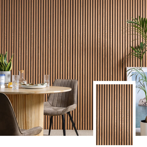 Nordive™ Acoustic Slat Panel — Smoked Oak (2.7 m × 1.10 m)