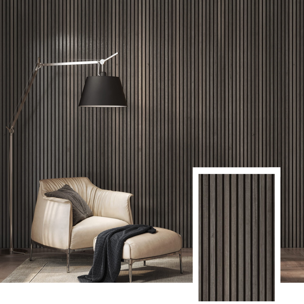 Nordive™ Acoustic Slat Panel — Smoked Oak (2.7 m × 1.10 m)