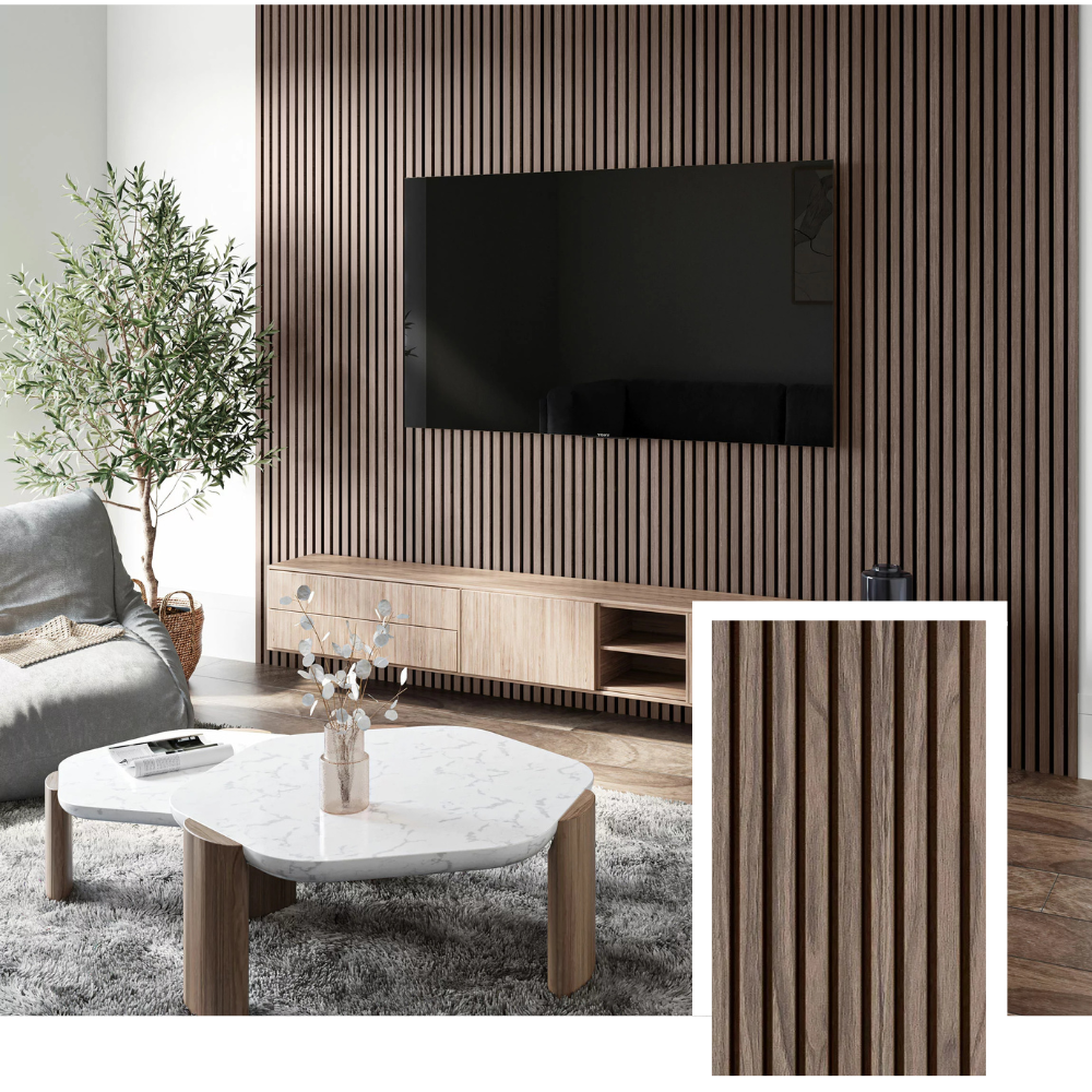 Nordive™ Acoustic Slat Panel — Smoked Oak (2.7 m × 1.10 m)